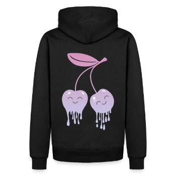 Cerises fondantes Kawaii - Sweat à capuche Premium bio Homme - noir - Dos - Nico (187cm)