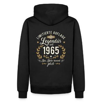 60. Geburtstag 2025 - Legendär seit 1965 Geschenk - Männer Premium Bio Hoodie - Schwarz - Hinten - Nico (187cm)