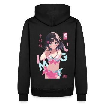 Waifu Mag n° 01 - Sakura Nakamura - Sweat à capuche Premium bio Homme - noir - Dos - Nico (187cm)