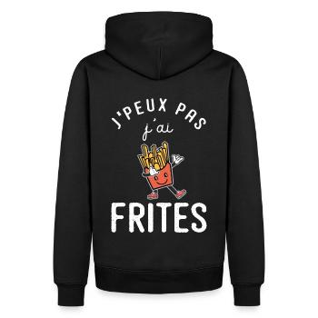 Je peux pas j ai frites humour friterie - Sweat à capuche Premium bio Homme - noir - Dos - Nico (187cm)
