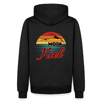 Moin Kiel avec mouette dans un style rétro - Sweat à capuche Premium bio Homme - noir - Dos - Nico (187cm)
