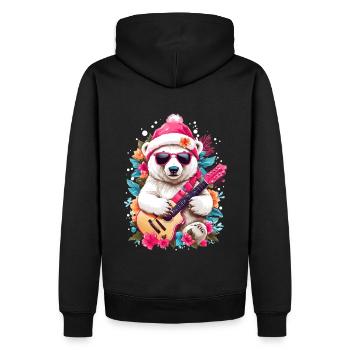 Ours polaire mignon avec guitare - Sweat à capuche Premium bio Homme - noir - Dos - Nico (187cm)