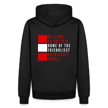 Welcome To Austria - Friendliest unfriendly people - Männer Premium Bio Hoodie - Schwarz - Hinten - Nico (187cm)