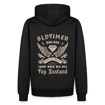 70. Geburtstag 70 Jahre Oldtimer 1955 - Männer Premium Bio Hoodie - Schwarz - Hinten - Nico (187cm)