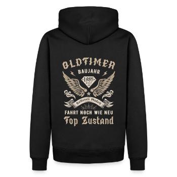 40. Geburtstag 40 Jahre Oldtimer 1985 - Männer Premium Bio Hoodie - Schwarz - Hinten - Nico (187cm)