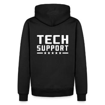 Tech Support technischer Support - Männer Premium Bio Hoodie - Schwarz - Hinten - Nico (187cm)