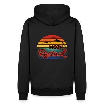 Moin Rostock avec mouette dans un style rétro - Sweat à capuche Premium bio Homme - noir - Dos - Nico (187cm)
