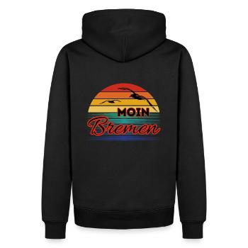 Moin Bremen avec mouette dans un style rétro - Sweat à capuche Premium bio Homme - noir - Dos - Nico (187cm)