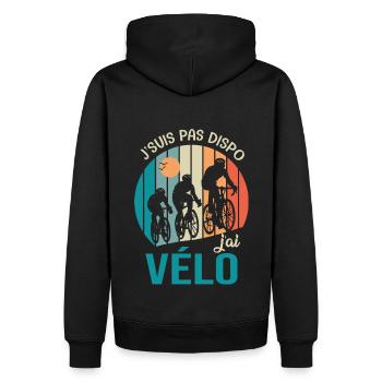 vélo pas dispo j ai velo Humour sport club - Sweat à capuche Premium bio Homme - noir - Dos - Nico (187cm)