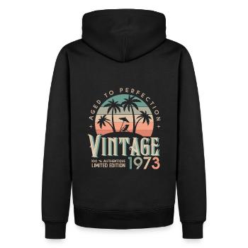 1973 Anniversaire vintage Cadeau 1973 - Sweat à capuche Premium bio Homme - noir - Dos - Nico (187cm)