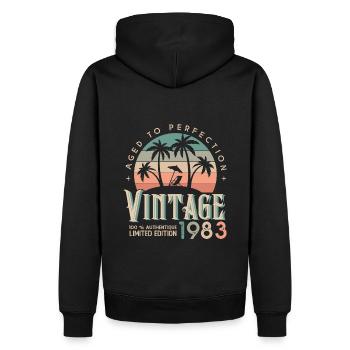 1983 Anniversaire vintage Cadeau 1983 - Sweat à capuche Premium bio Homme - noir - Dos - Nico (187cm)
