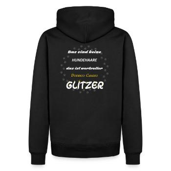 Podenco Canario Glitzer wA9W - Männer Premium Bio Hoodie - Schwarz - Hinten - Nico (187cm)