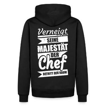 Chef- lustiges Geschenk - Männer Premium Bio Hoodie - Schwarz - Hinten - Nico (187cm)