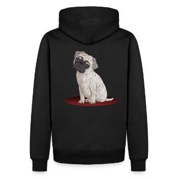 Süßer Designer Mops mit super Effekten - Männer Premium Bio Hoodie - Schwarz - Hinten - Nico (187cm)