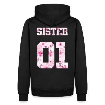Sister 01 rose print - Sweat à capuche Premium bio Homme - noir - Dos - Nico (187cm)