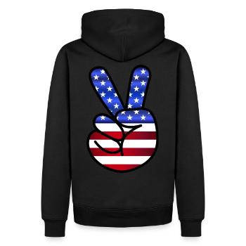 USA Collection - Men’s Premium Organic Hoodie - black - Back - Nico (187cm)