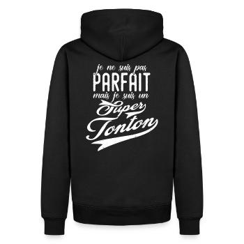 Super tonton cadeau super tonton humour - Sweat à capuche Premium bio Homme - noir - Dos - Nico (187cm)
