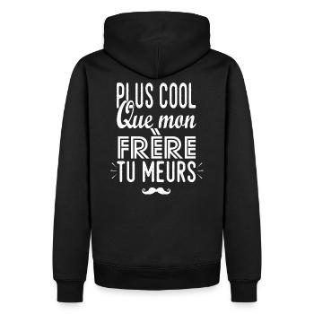 plus cool que mon Frère cadeau frère et sœur - Sweat à capuche Premium bio Homme - noir - Dos - Nico (187cm)