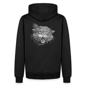 Katze Wildkatze faucht - Männer Premium Bio Hoodie - Schwarz - Hinten - Nico (187cm)