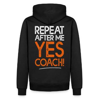 repeat after mees coach humor sport coach - Männer Premium Bio Hoodie - Schwarz - Hinten - Nico (187cm)