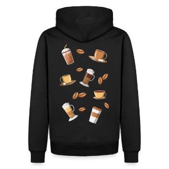 Café Café Grains de café Latte Macchiato - Sweat à capuche Premium bio Homme - noir - Dos - Nico (187cm)