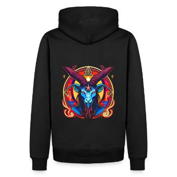 Baphomet - Luzifer - Teufel - Satan - 666 - Männer Premium Bio Hoodie - Schwarz - Hinten - Nico (187cm)