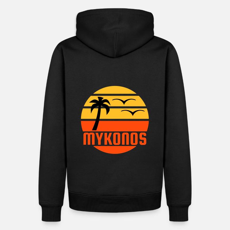 Mykonos (soleil, palmier, oiseaux) - Sweat à capuche Premium bio Homme - noir