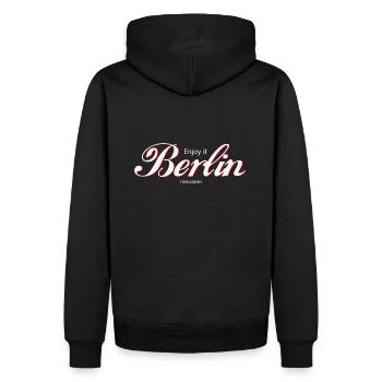 Enjoy Berlin - Männer Premium Bio Hoodie - Schwarz - Hinten - Nico (187cm)