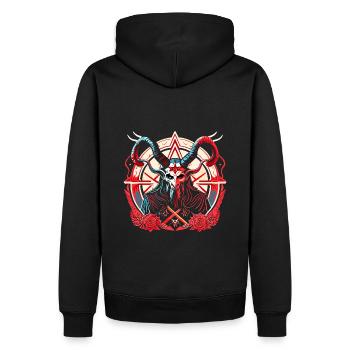 Baphomet - Luzifer - Teufel - Satan - 666 - Männer Premium Bio Hoodie - Schwarz - Hinten - Nico (187cm)