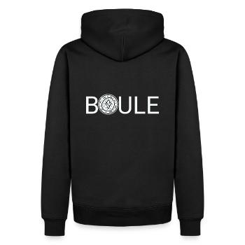 BOULE 3 - Männer Premium Bio Hoodie - Schwarz - Hinten - Nico (187cm)