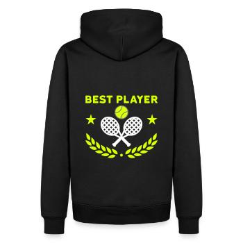 Best player (Tennisschläger, Tennisball) - Männer Premium Bio Hoodie - Schwarz - Hinten - Nico (187cm)