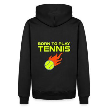 Né pour jouer au tennis (Tennisball mit Flammen) - Sweat à capuche Premium bio Homme - noir - Dos - Nico (187cm)