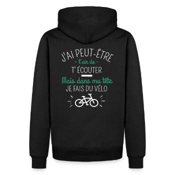 T shirt vélo "dans ma tête" humour vélo cadeau. - Sweat à capuche Premium bio Homme - noir - Dos - Nico (187cm)