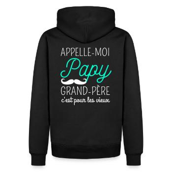 T shirt papy "appelle-moi papy" humour papy cadeau - Sweat à capuche Premium bio Homme - noir - Dos - Nico (187cm)