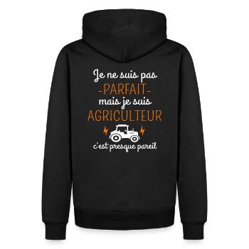 T shirt agriculteur pas parfait humour cadeau. - Sweat à capuche Premium bio Homme - noir - Dos - Nico (187cm)