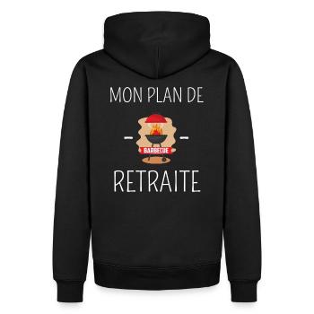 tee shirt retraite mon plan de retraite barbecue - Sweat à capuche Premium bio Homme - noir - Dos - Nico (187cm)