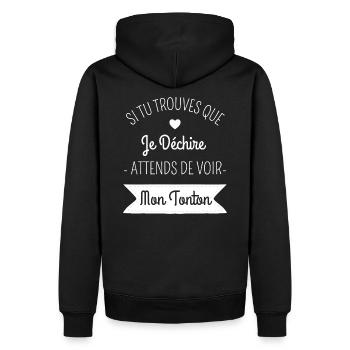 T shirt tonton tonton déchire humour cadeau - Sweat à capuche Premium bio Homme - noir - Dos - Nico (187cm)