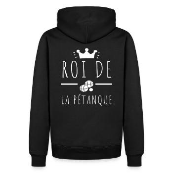 T shirt pétanque roi de la pétanque humour cadeau. - Sweat à capuche Premium bio Homme - noir - Dos - Nico (187cm)