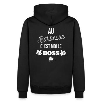 T shirt barbecue "le boss" humour barbecue cadeau. - Sweat à capuche Premium bio Homme - noir - Dos - Nico (187cm)