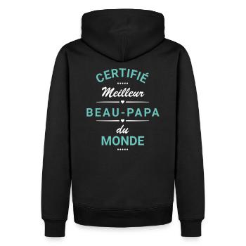 tee shirt beau père meilleur beau papa cadeau. - Sweat à capuche Premium bio Homme - noir - Dos - Nico (187cm)