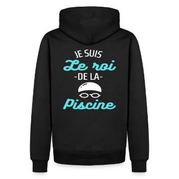 T shirt piscine roi de la piscine humour cadeau. - Sweat à capuche Premium bio Homme - noir - Dos - Nico (187cm)