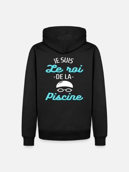 T shirt piscine roi de la piscine humour cadeau. - Sweat à capuche Premium bio Homme - noir