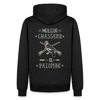 meilleur chasseur de palombe chasse vintage - Sweat à capuche Premium bio Homme - noir - Dos - Nico (187cm)