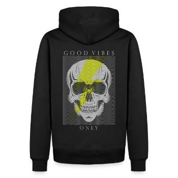 GOOD VIBES ONLY - Männer Premium Bio Hoodie - Schwarz - Hinten - Nico (187cm)