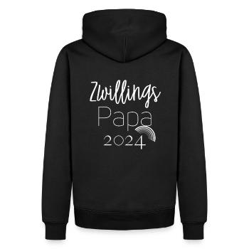 Zwillings Papa 2024 - Männer Premium Bio Hoodie - Schwarz - Hinten - Nico (187cm)