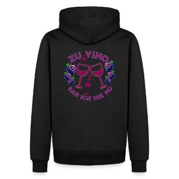 Vino nie no - Männer Premium Bio Hoodie - Schwarz - Hinten - Nico (187cm)