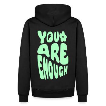 You Are Enough - Men’s Premium Organic Hoodie - black - Back - Nico (187cm)