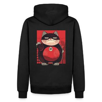 Maneki Moderne Glückskatze - Männer Premium Bio Hoodie - Schwarz - Hinten - Nico (187cm)
