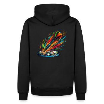 Darts Splash - Männer Premium Bio Hoodie - Schwarz - Hinten - Nico (187cm)