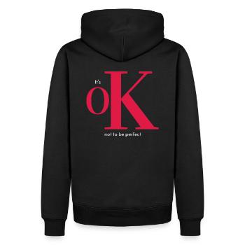 OK not to be perfect_Klein - Men’s Premium Organic Hoodie - black - Back - Nico (187cm)